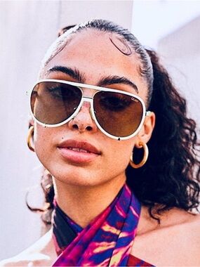 Quay High Profile Brown Lens Polarized White/Gold frame Sunglasses
